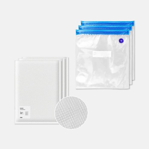 [추가구매｜진공팩 100매] 휴빅 진공포장기 대용량 진공전용팩 비닐팩 지퍼백 세트